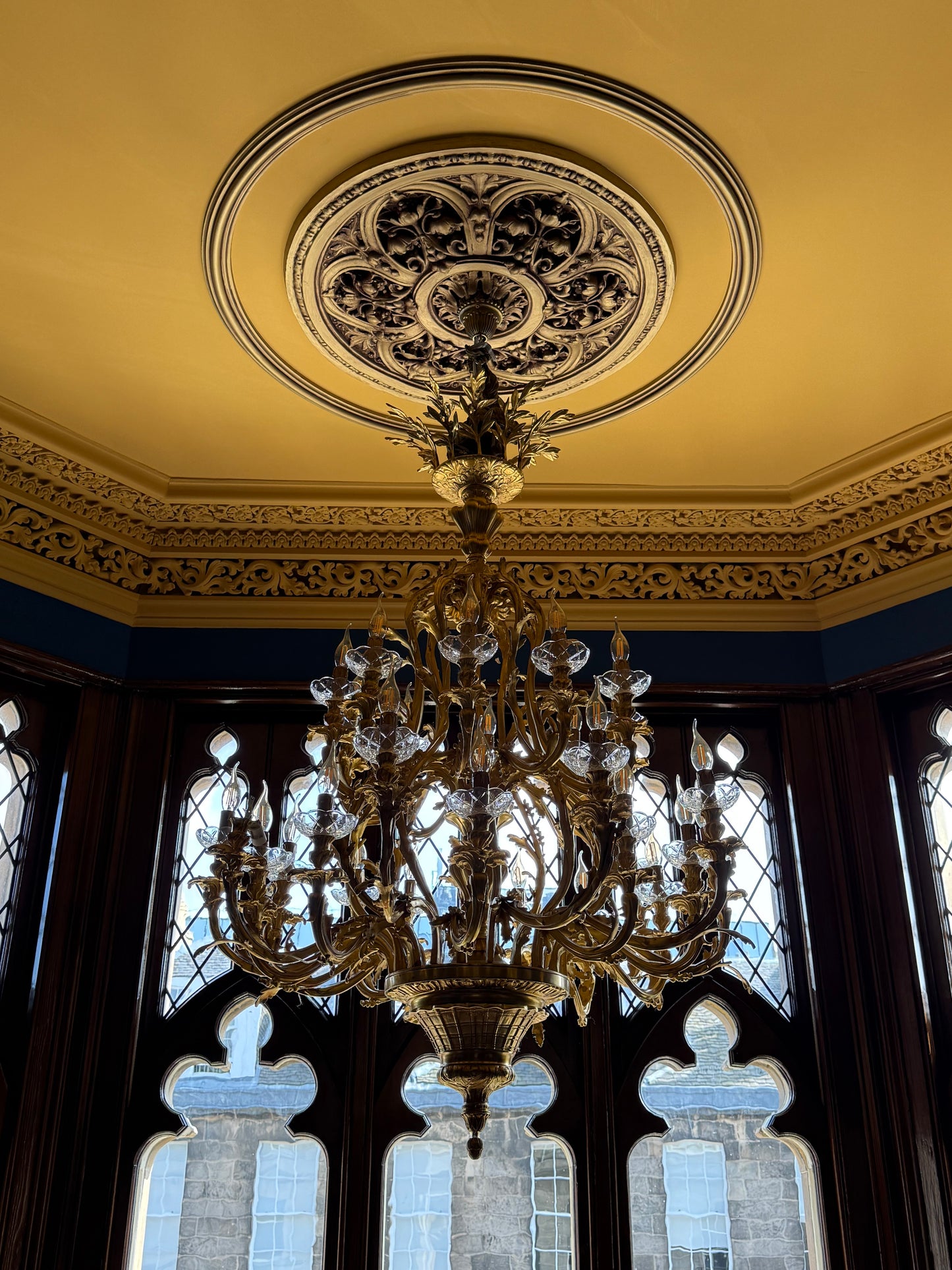 Large, 135x115cm French antique bronze chandelier (pair available)