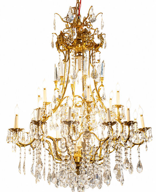 Stunning, French 120x90cm pair antique crystal and bronze chandelier