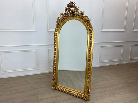 Stunning French, 210cm tall gilt wood mirror