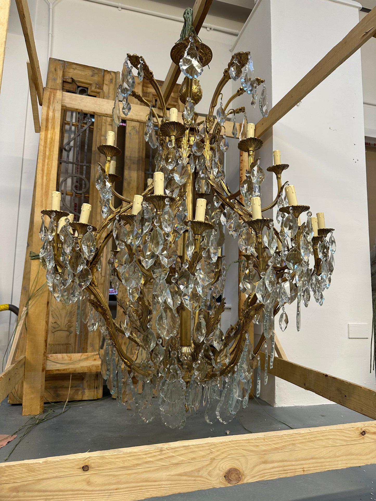 A stunning, matching pair of huge baroque French antique chandeliers from Bordeaux