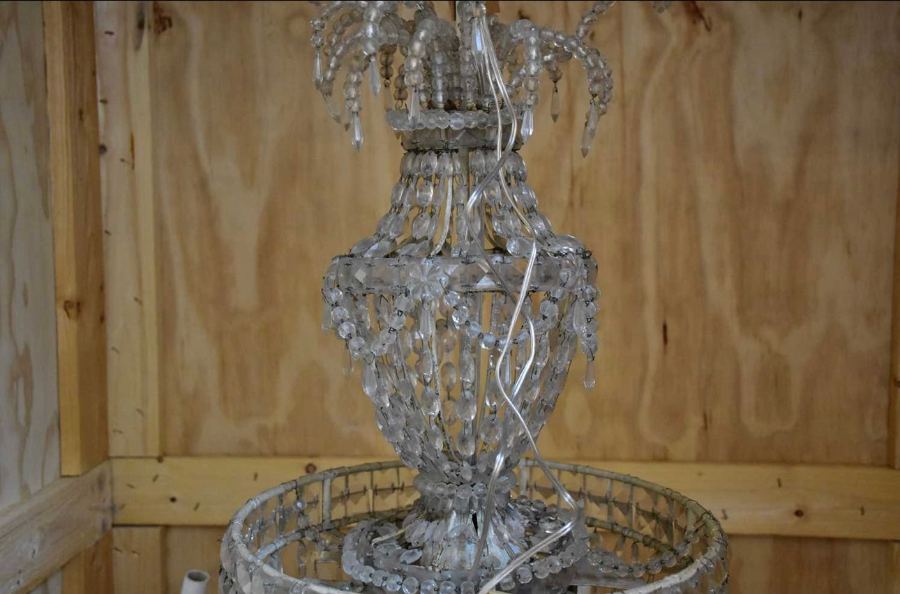 4ft tall, Italian 1950’s crystal beaded chandelier