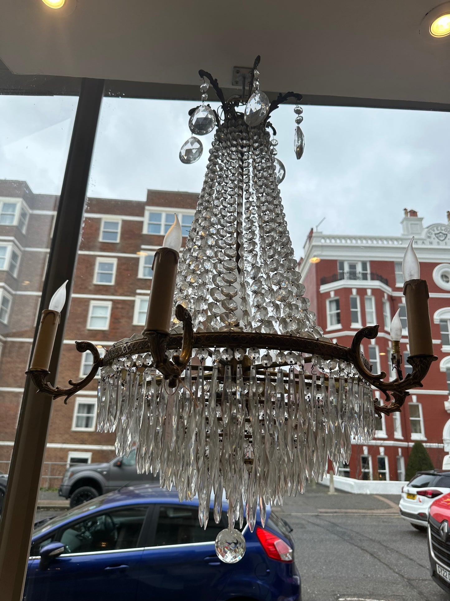 Stunning, 100cm tall original crystal French empire chandelier from 1800’s