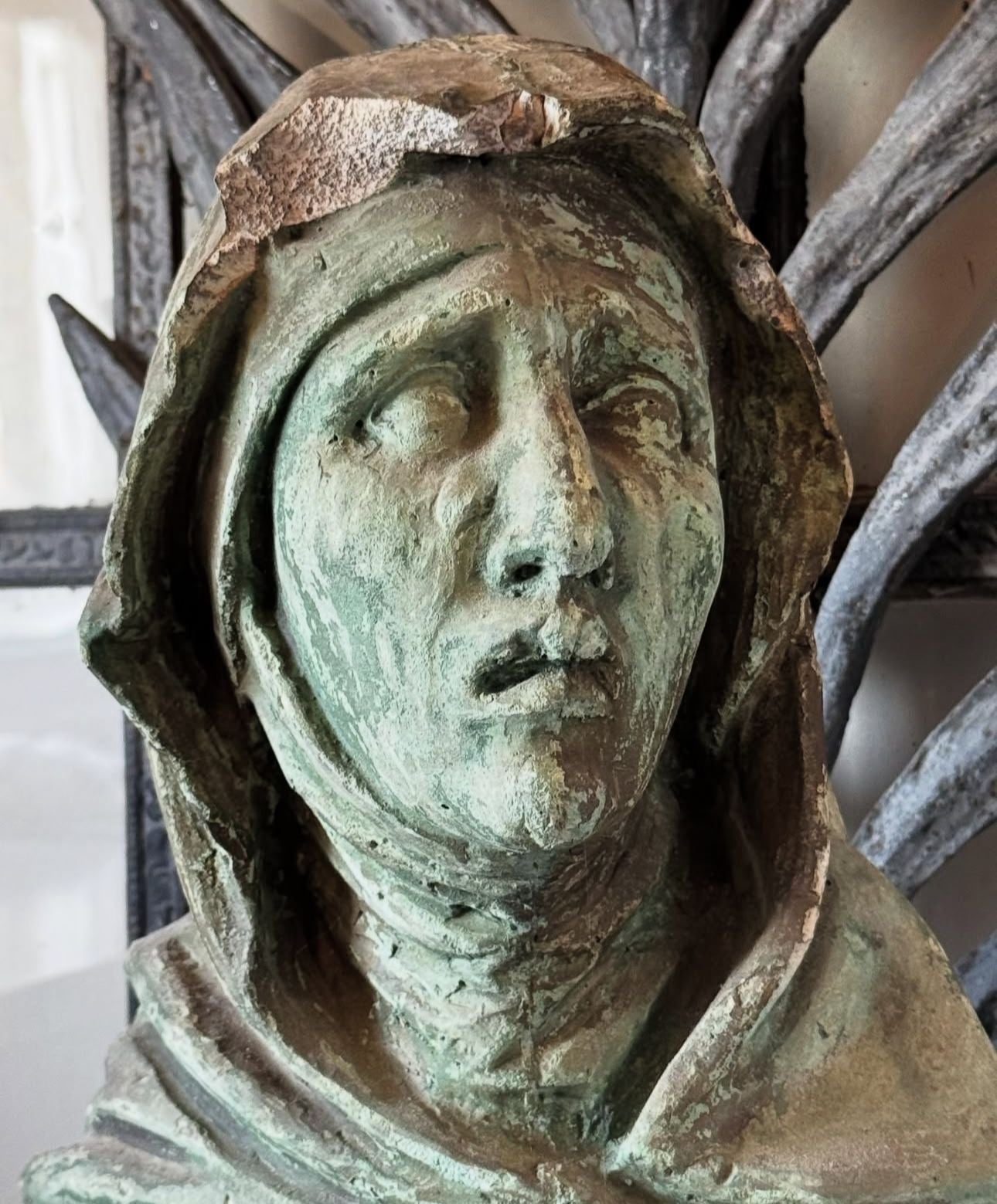 A beautiful, 18thC Italian plaster painted statue of Marie, 4ft tall