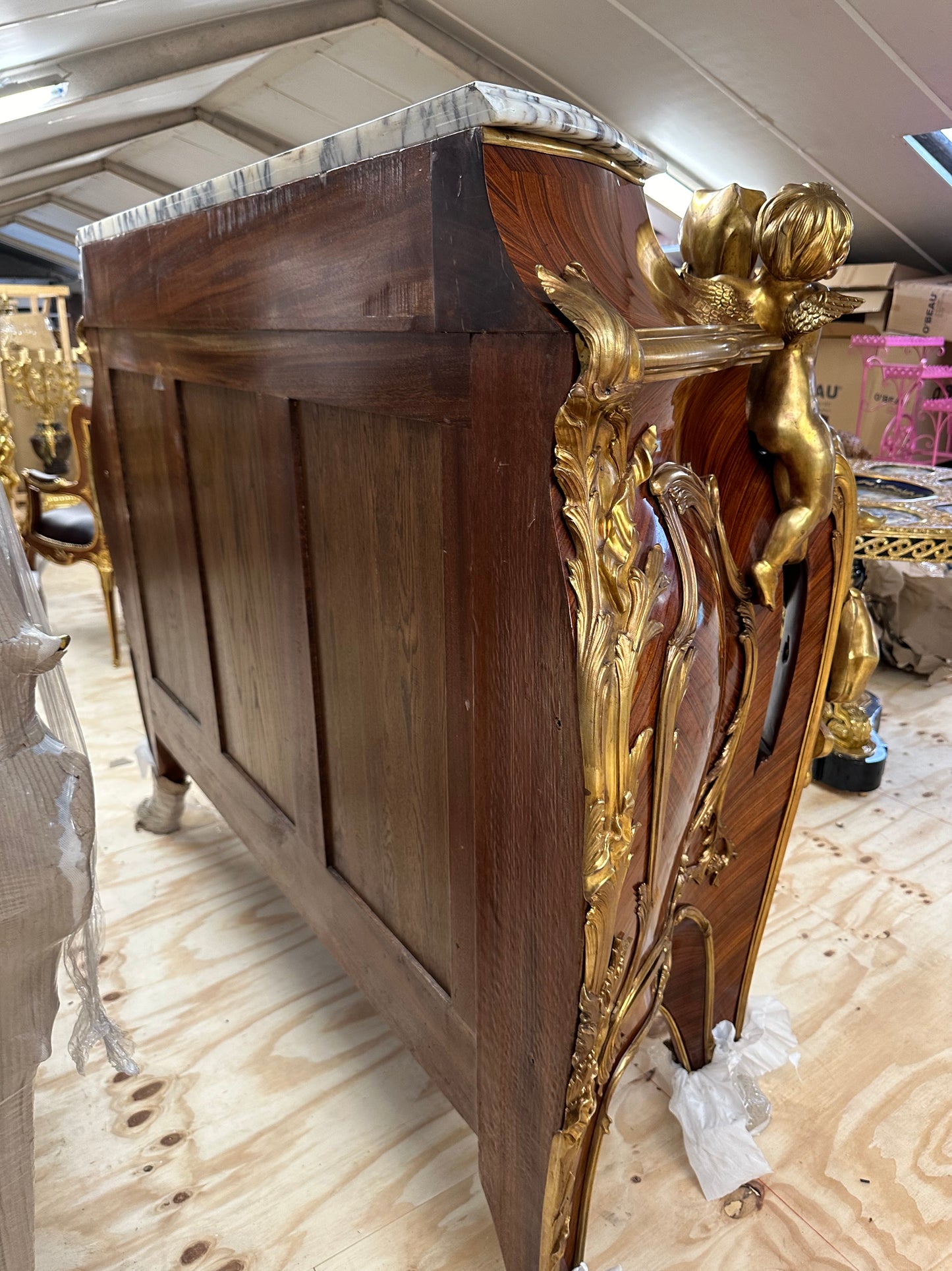 French Louis XV, Linke, marble top,  bronze mounted cupboard (260kgs)