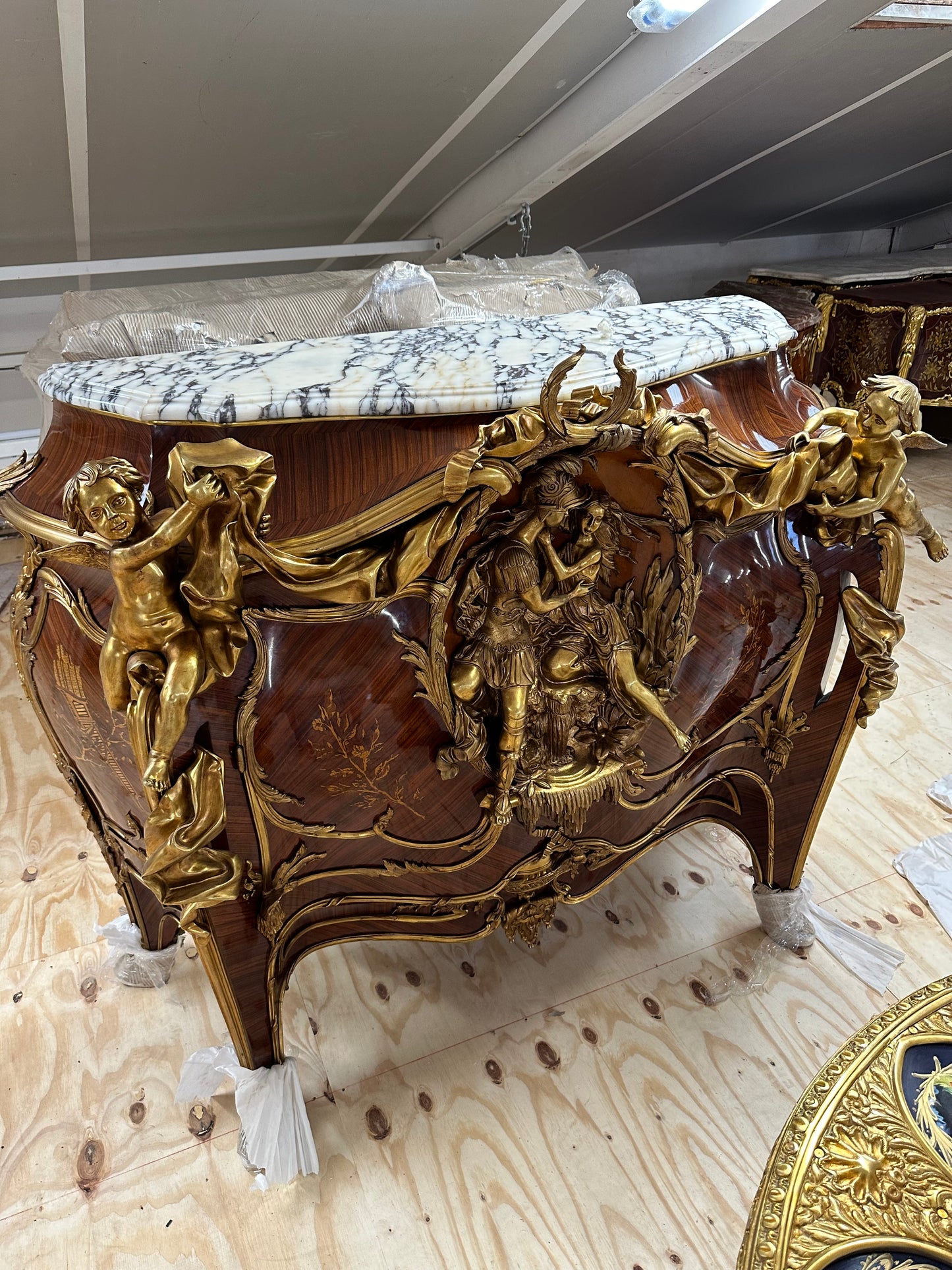 French Louis XV, Linke, marble top,  bronze mounted cupboard (260kgs)