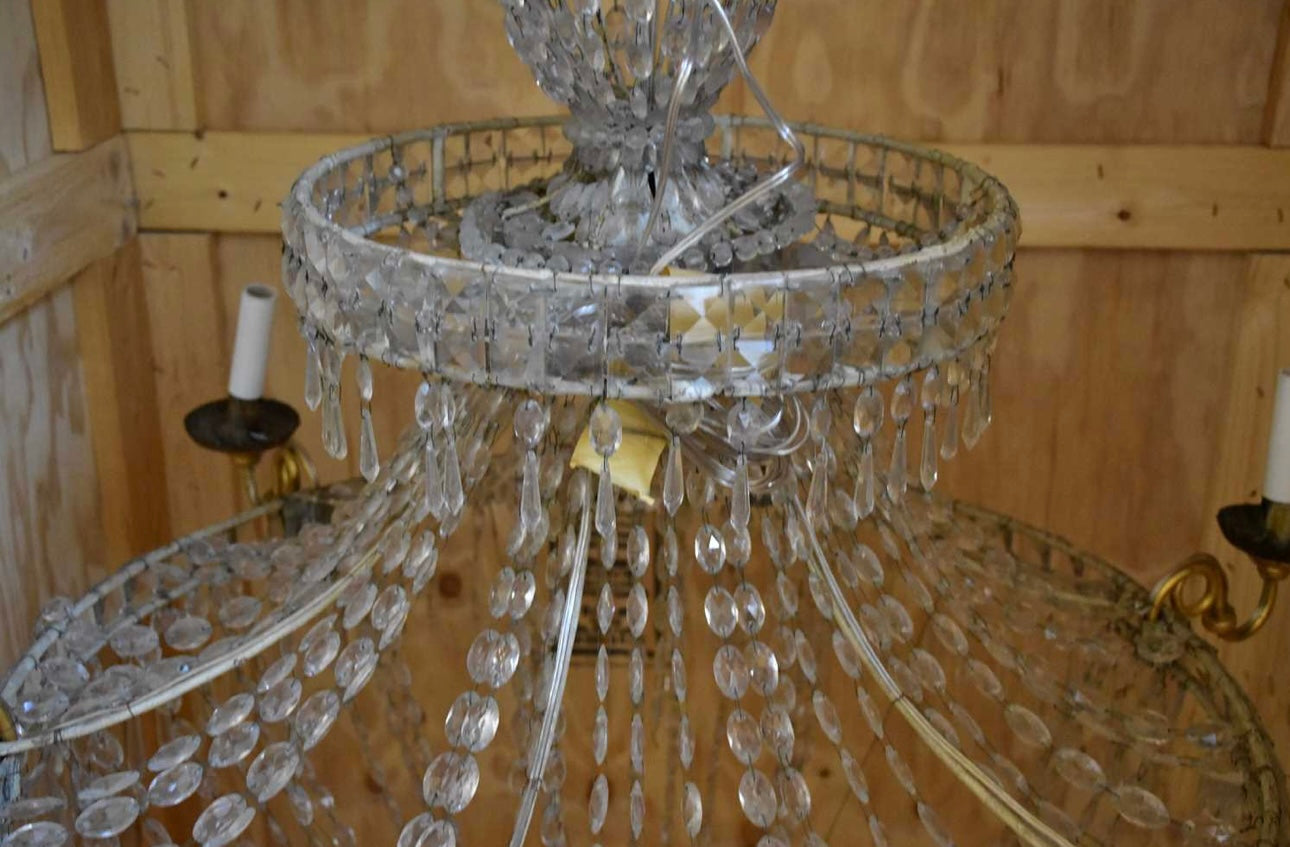 4ft tall, Italian 1950’s crystal beaded chandelier