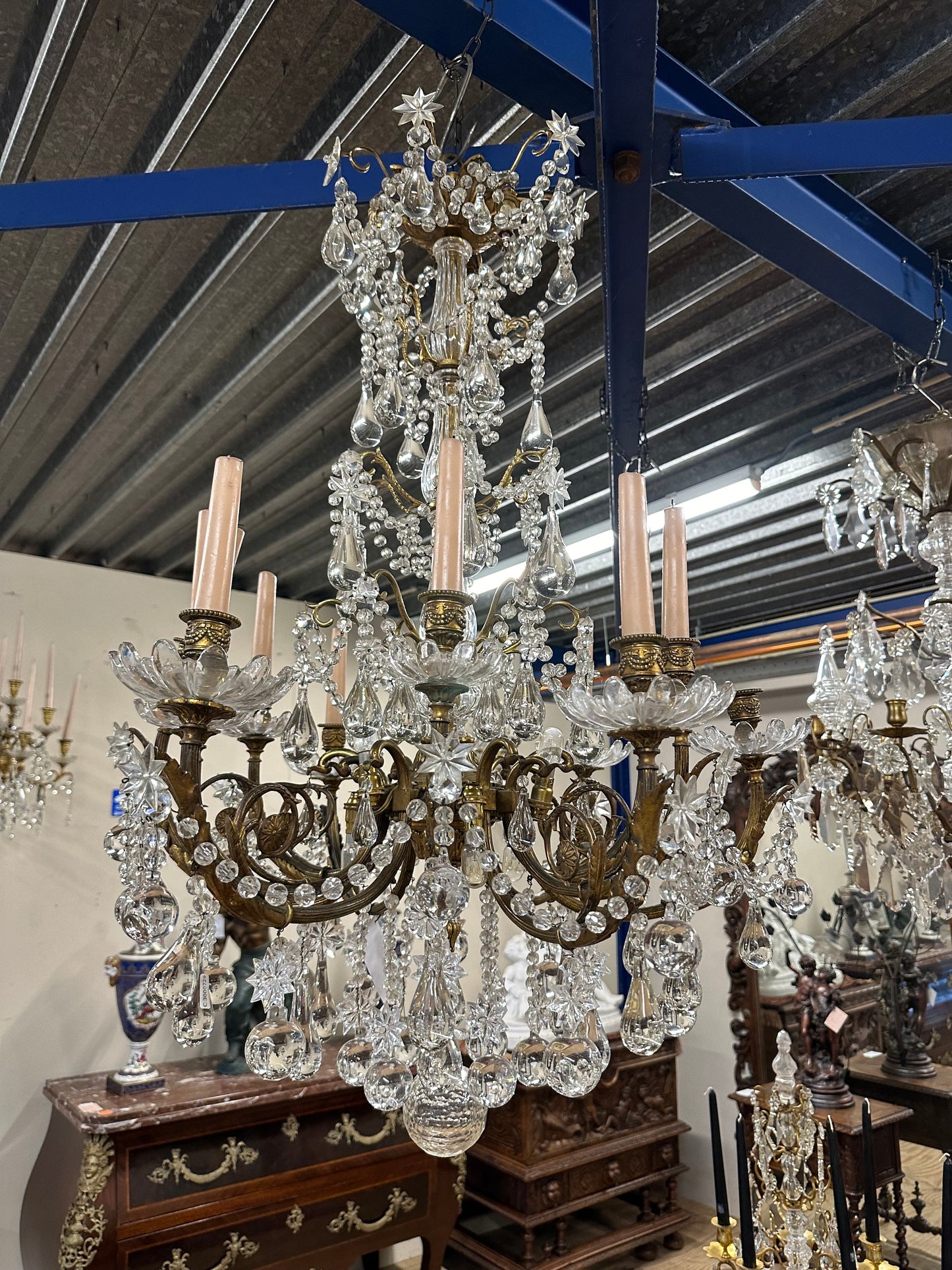 Beautiful, early 1800’s, French bronze and crystal, chandelier