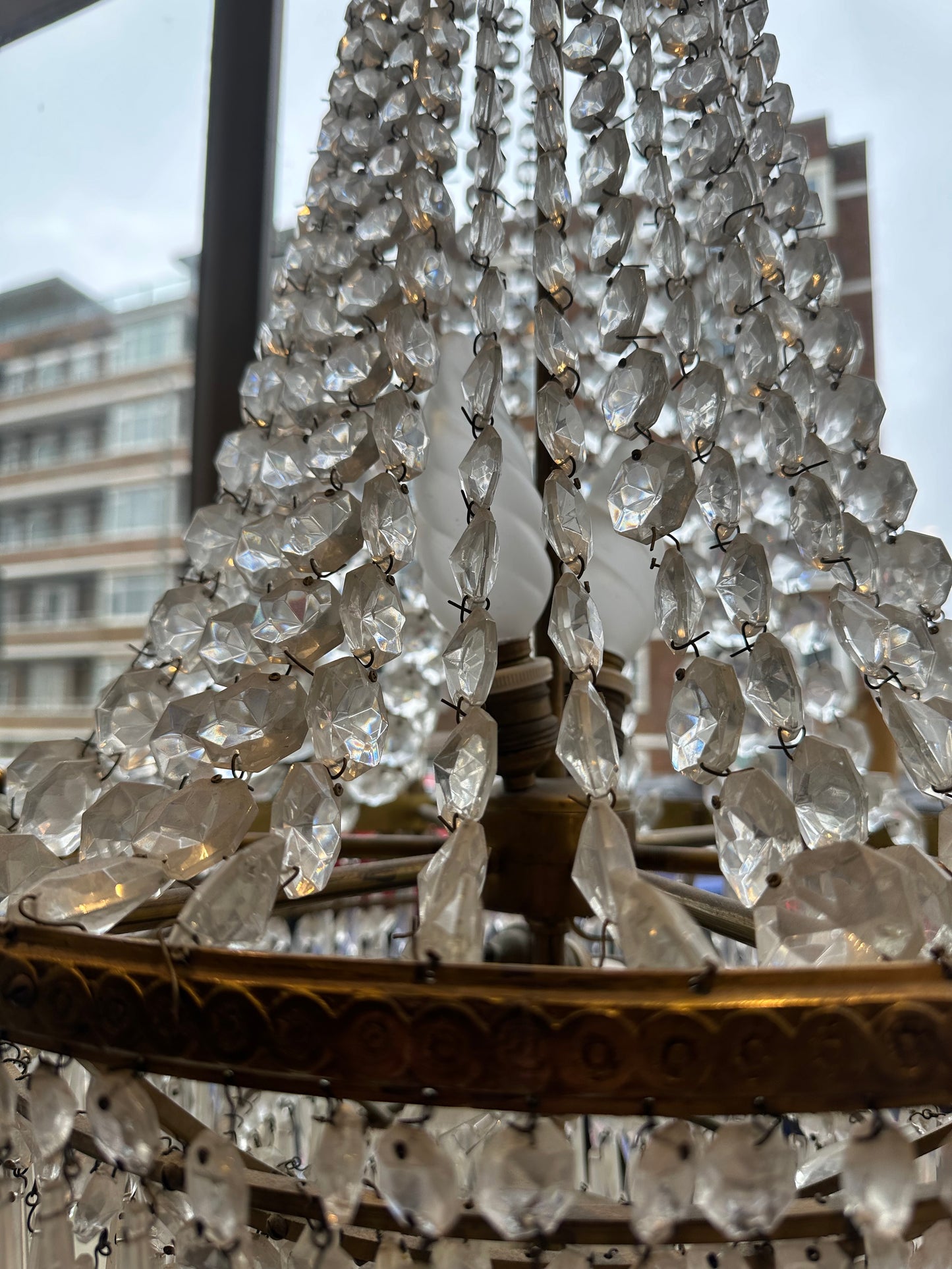 Stunning, 100cm tall original crystal French empire chandelier from 1800’s