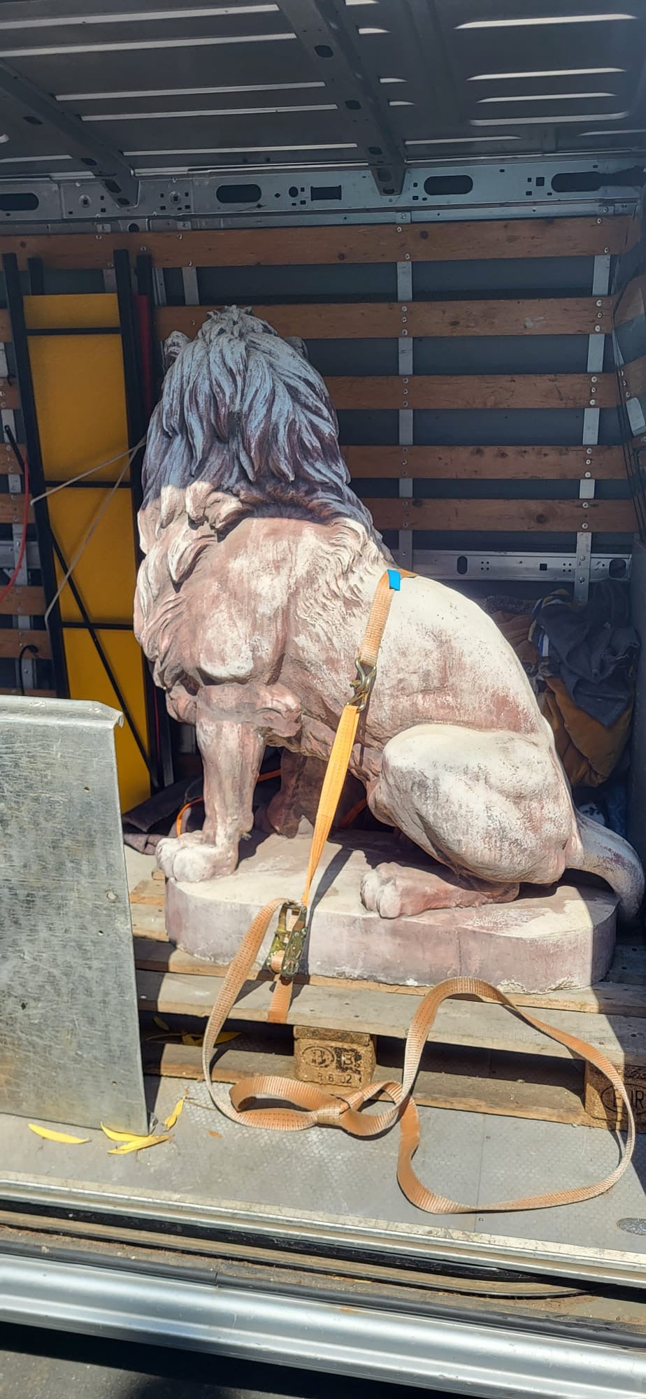 Pair of Italian limestone lions from early 1900’s 4.5ft tall