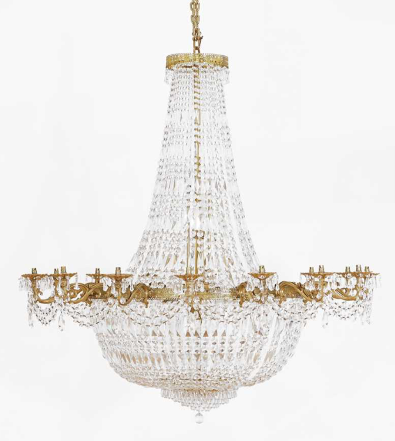 Huge, beautiful 19thC French crystal empire chandelier (150x130cm) 5ft tall