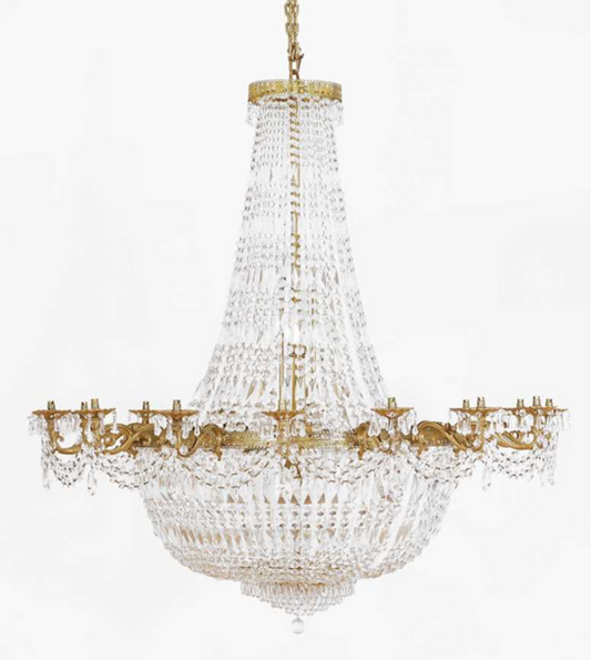 Huge, beautiful 19thC French crystal empire chandelier (150x130cm) 5ft tall