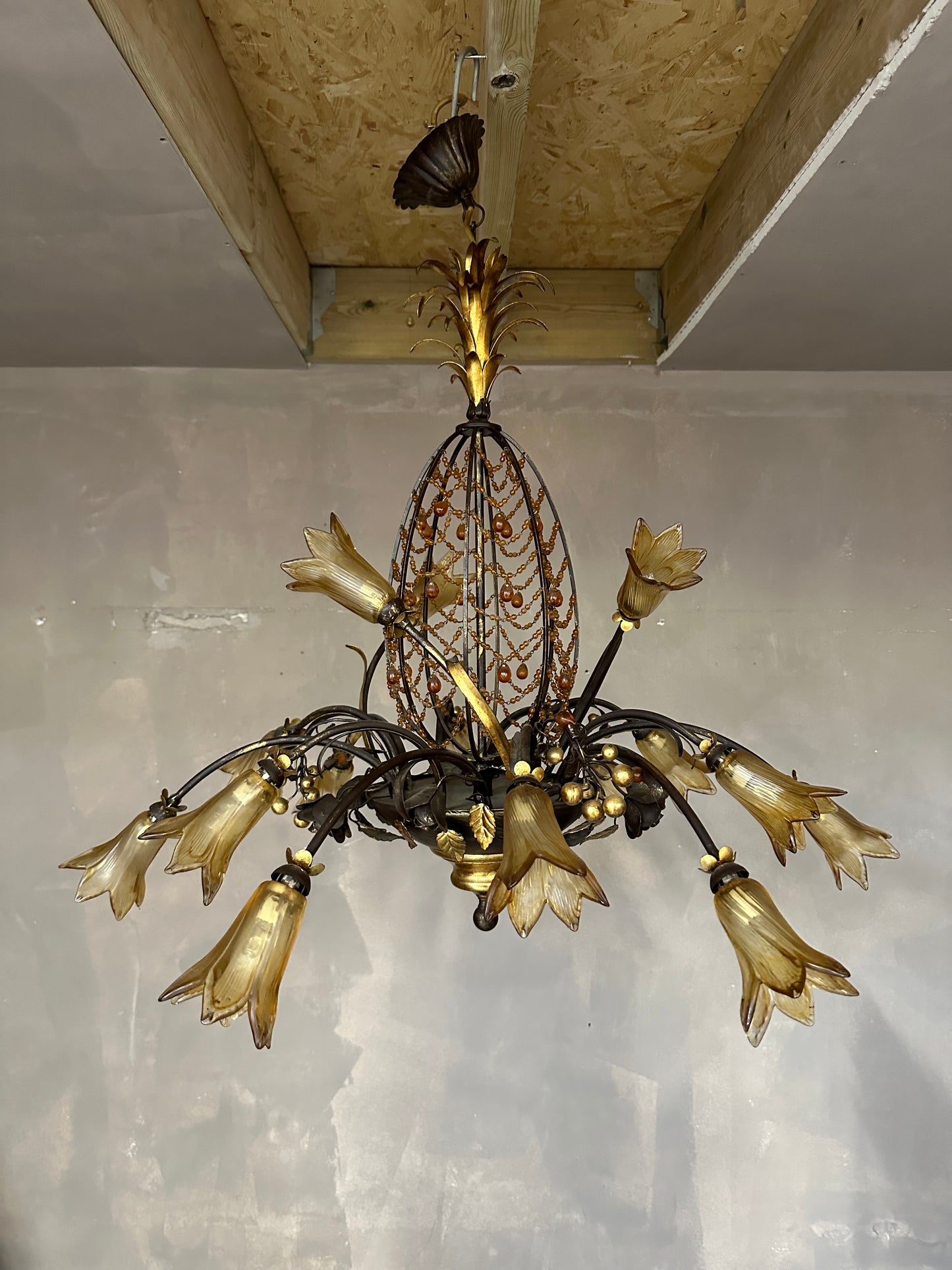 Very rare, Italian 1979’s Murano “Pineapple” chandelier