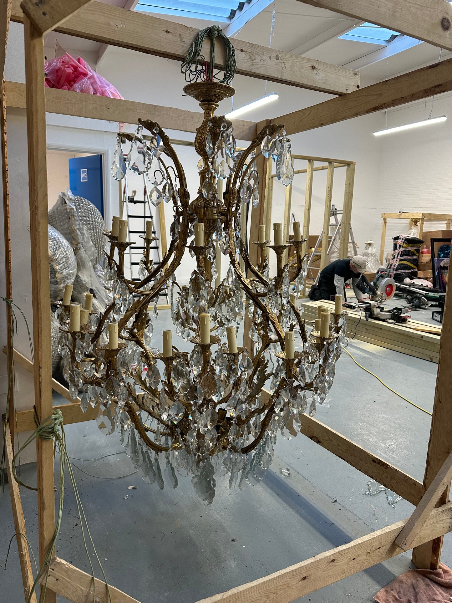 A stunning, matching pair of huge baroque French antique chandeliers from Bordeaux