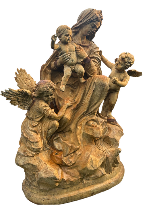 Beautiful French, salvage hand made statue, Mary and cherubs (5ft tall)