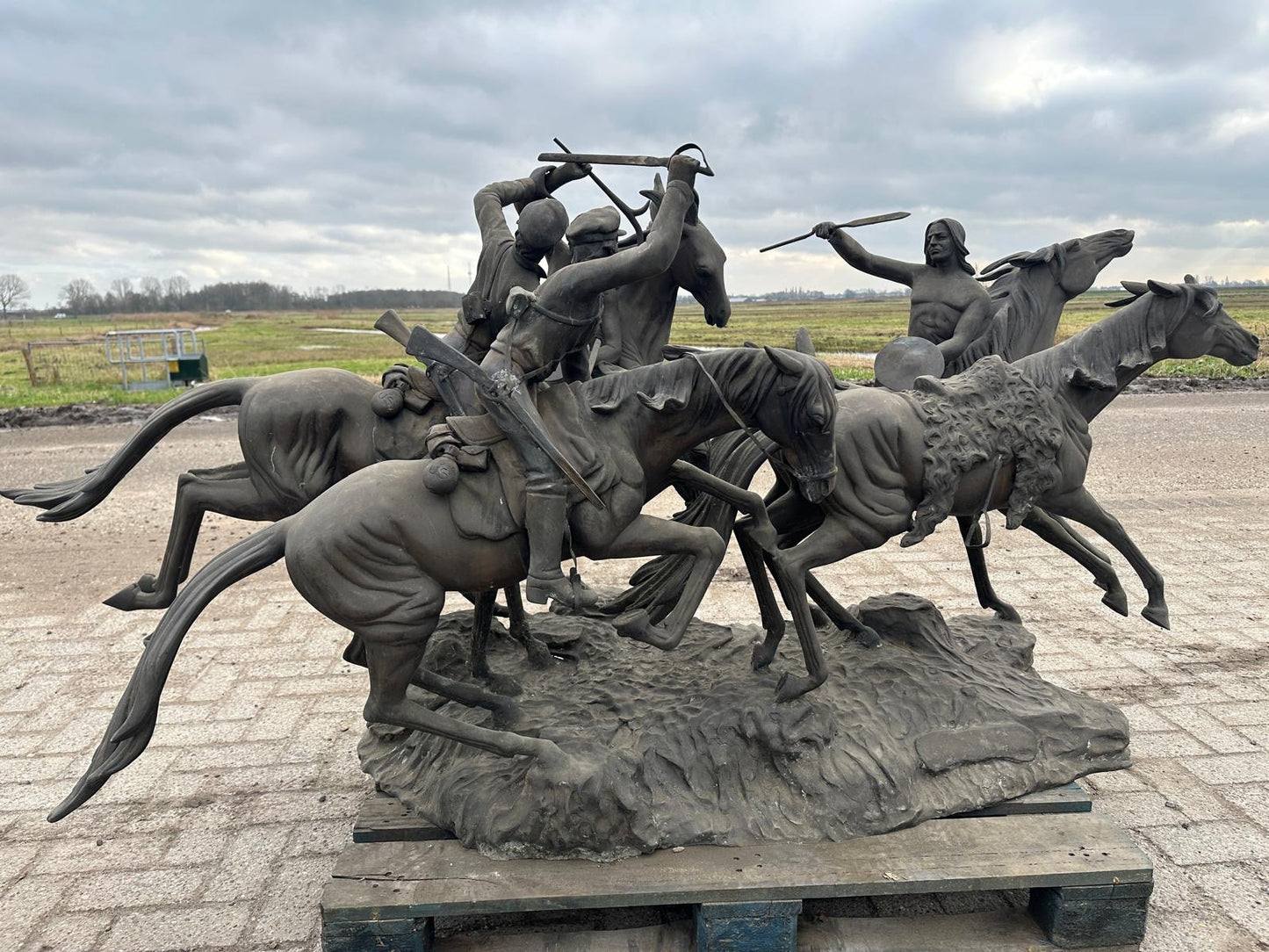 Huge, 5ft long, bronze sculpture from 1800’s, depicting American war scene