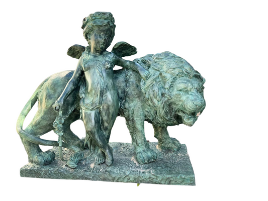 Pair of, stunning 19th century, Italian 4ft long bronze lions