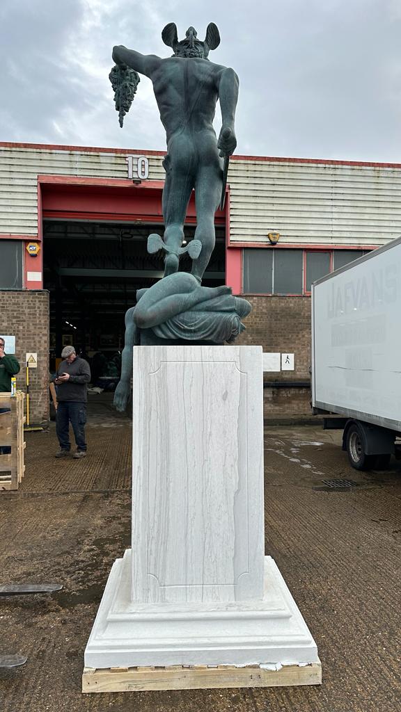 Bronze Perseus Medusa statue, sat on a marble base