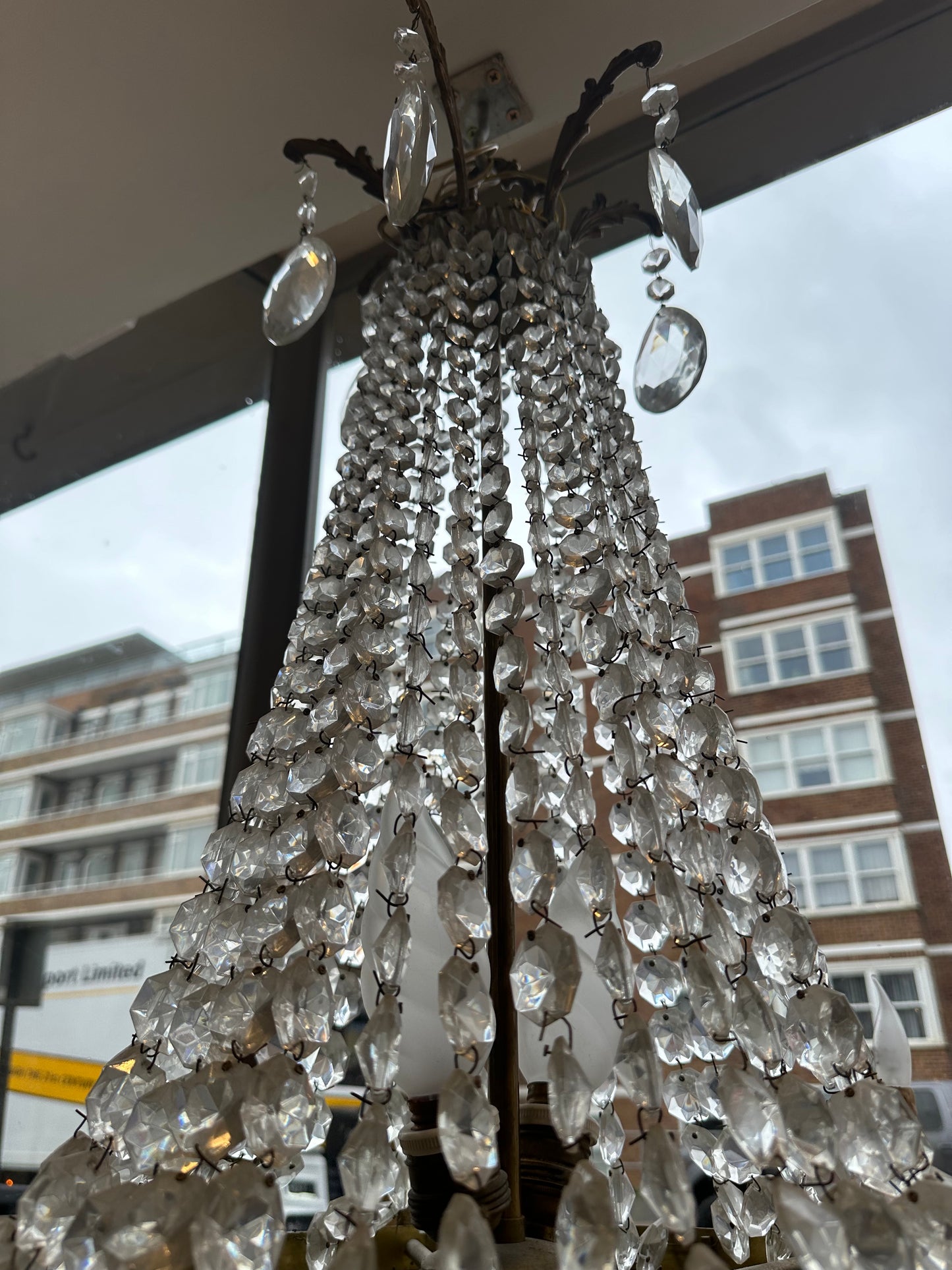 Stunning, 100cm tall original crystal French empire chandelier from 1800’s