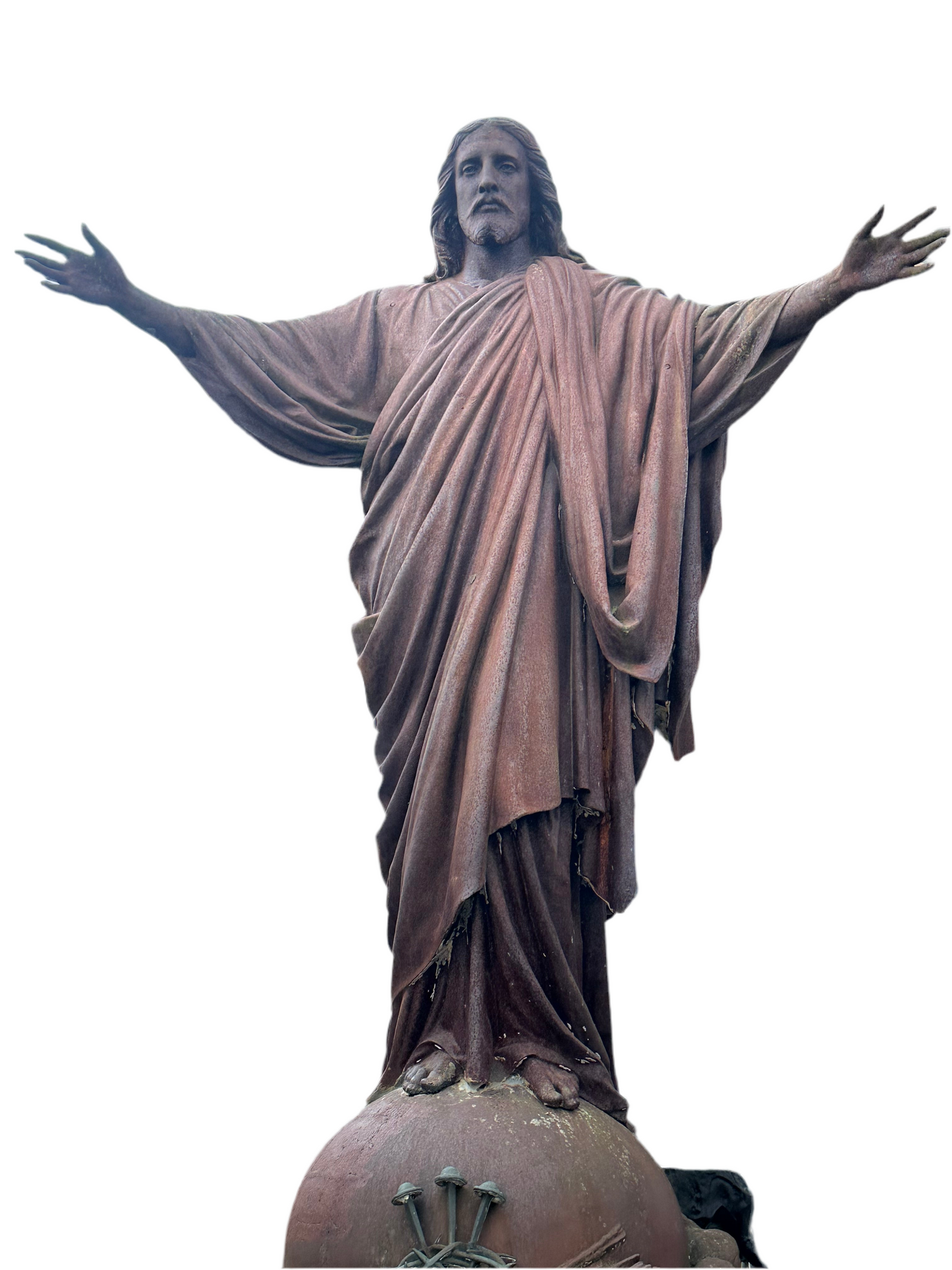 Huge 14ft+, extremely rare, 1 of 2 in existence, signed “Jesus” on plinth statue, “fondu par denonvilliers jesus” MAURICE DENONVILLIERS