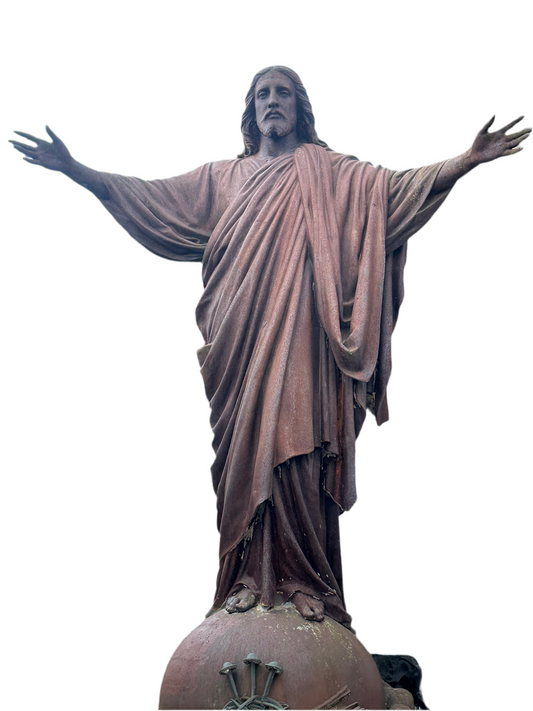 Huge 14ft+, extremely rare, 1 of 2 in existence, signed “Jesus” on plinth statue, “fondu par denonvilliers jesus” MAURICE DENONVILLIERS