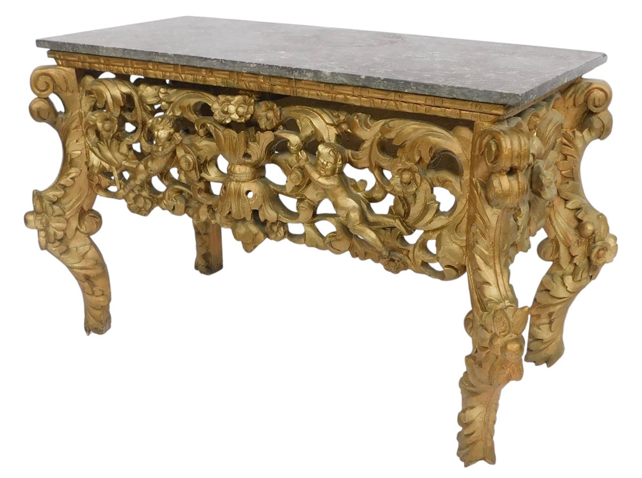 Louis XV, gilt wood, marble top, console table 19thC