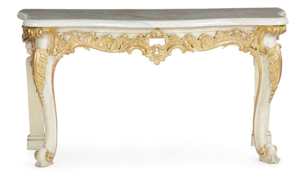 Italian early 1900’s painted and gilt, origins console table