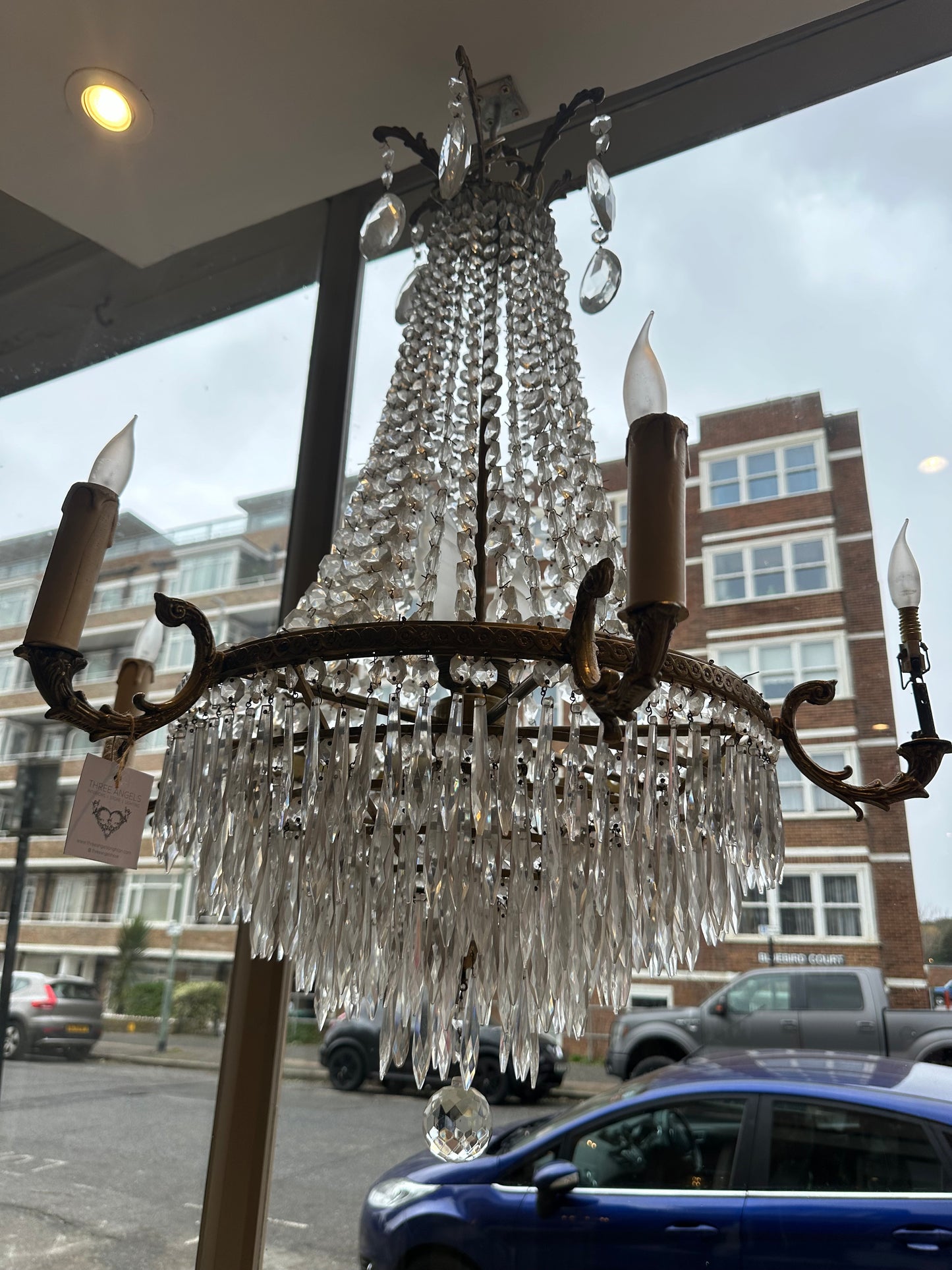 Stunning, 100cm tall original crystal French empire chandelier from 1800’s