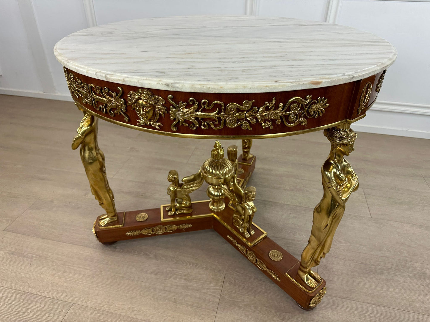 Stunning, bronze marble top french centre table with ormolu decoration