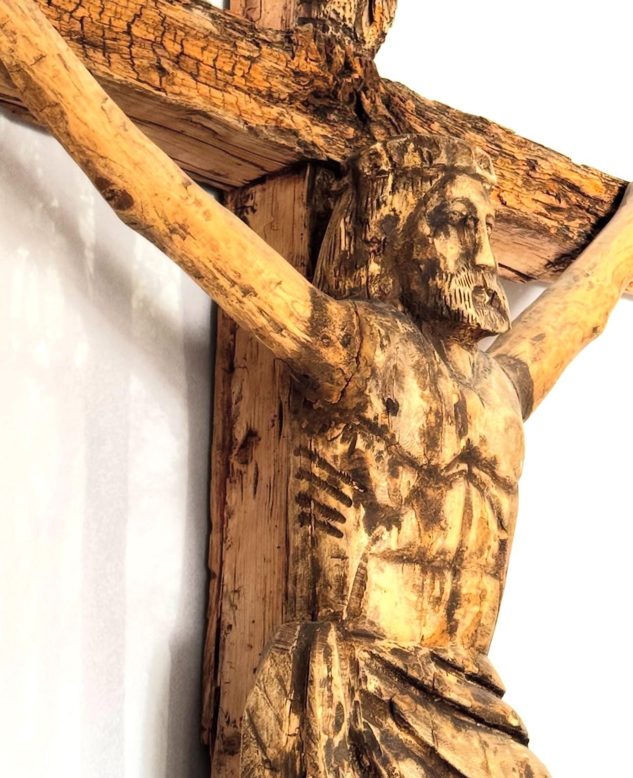 5x3ft, original wooden 18thC cross, removed from Italian church