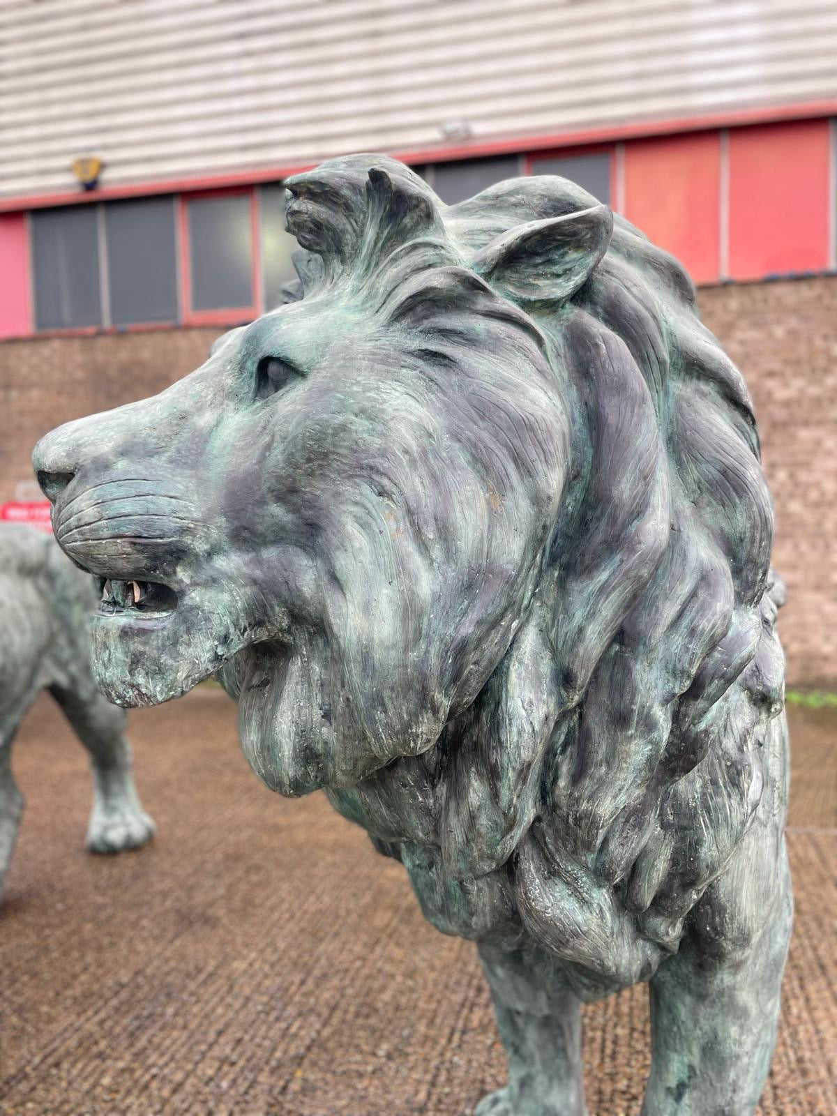 Huge, pair of antique bronze lions from Italy