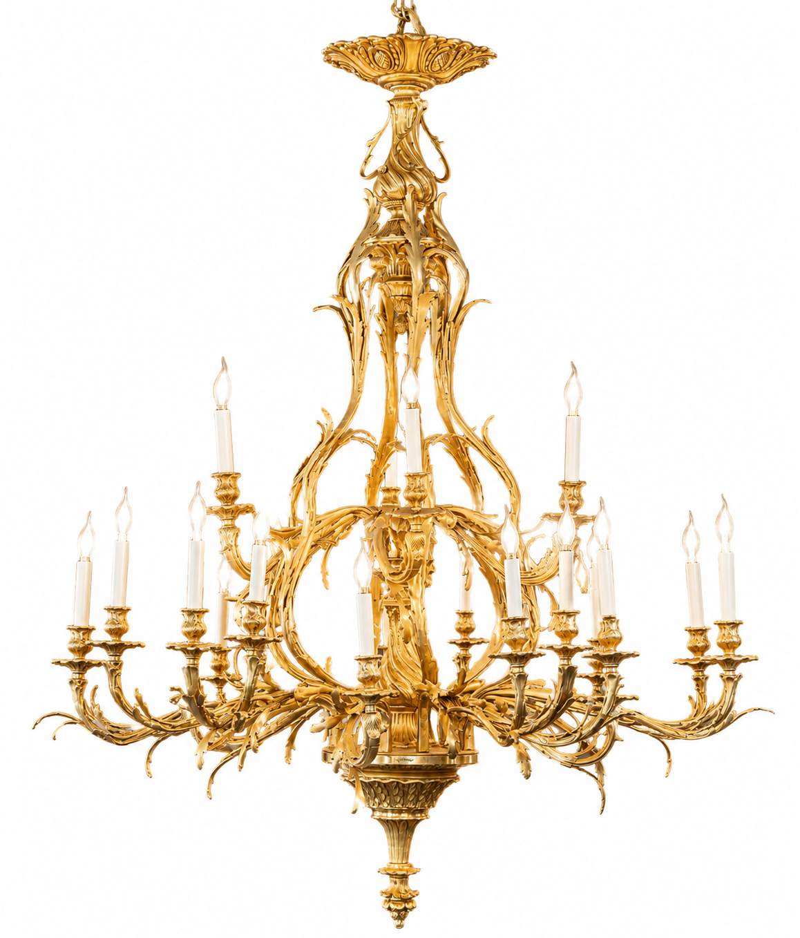 Beautiful gilt bronze, French antique 140cm tall chandelier (6x identical available)