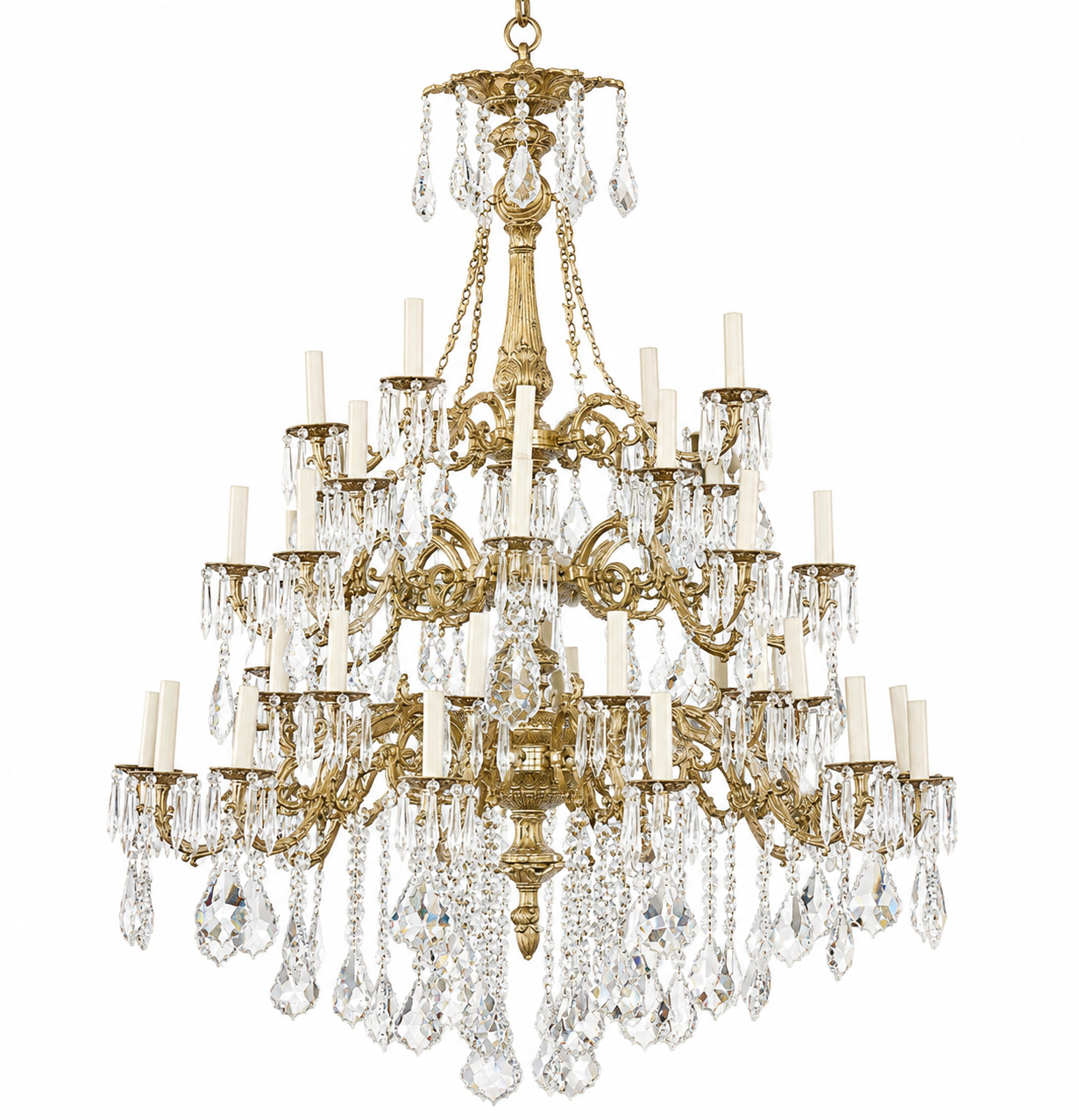 Beautiful silver gilt and crystal, French chandeliers from Paris (removed from cafe) pair available