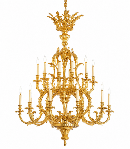 Pair of, 145x125cm French baroque 19th bronze chandeliers