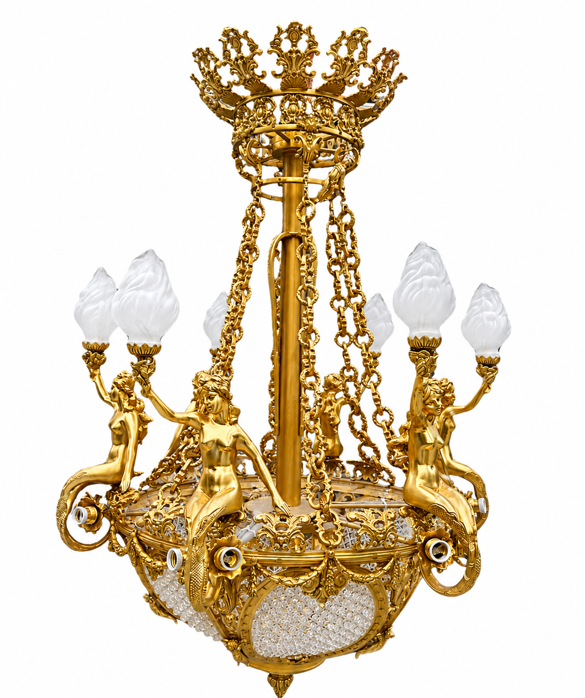 Beautiful, 110x60cm French bronze and crystal empire chandeliers (4x matching Available)