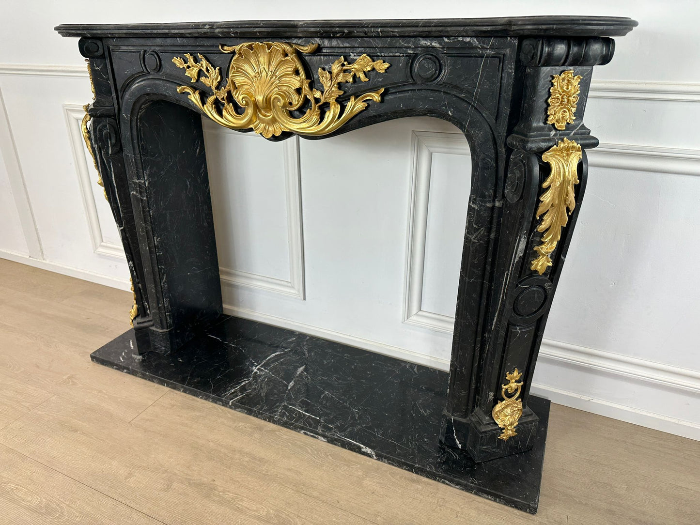 Beautiful rococo French marble fireplace (pair available)