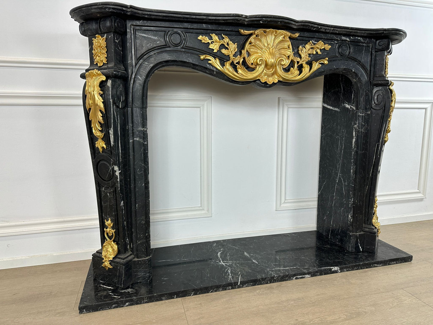 Beautiful rococo French marble fireplace (pair available)