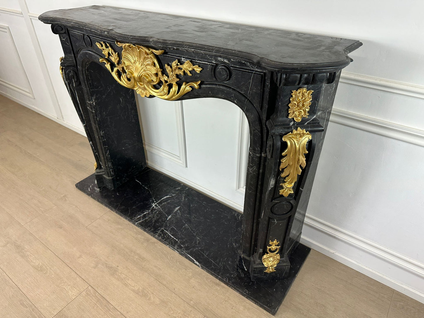 Beautiful rococo French marble fireplace (pair available)