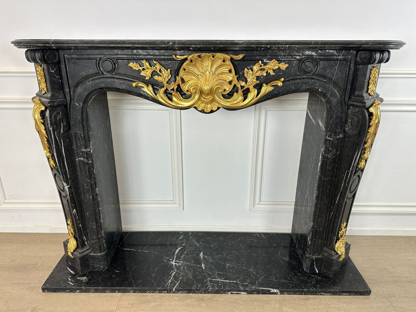 Beautiful rococo French marble fireplace (pair available)