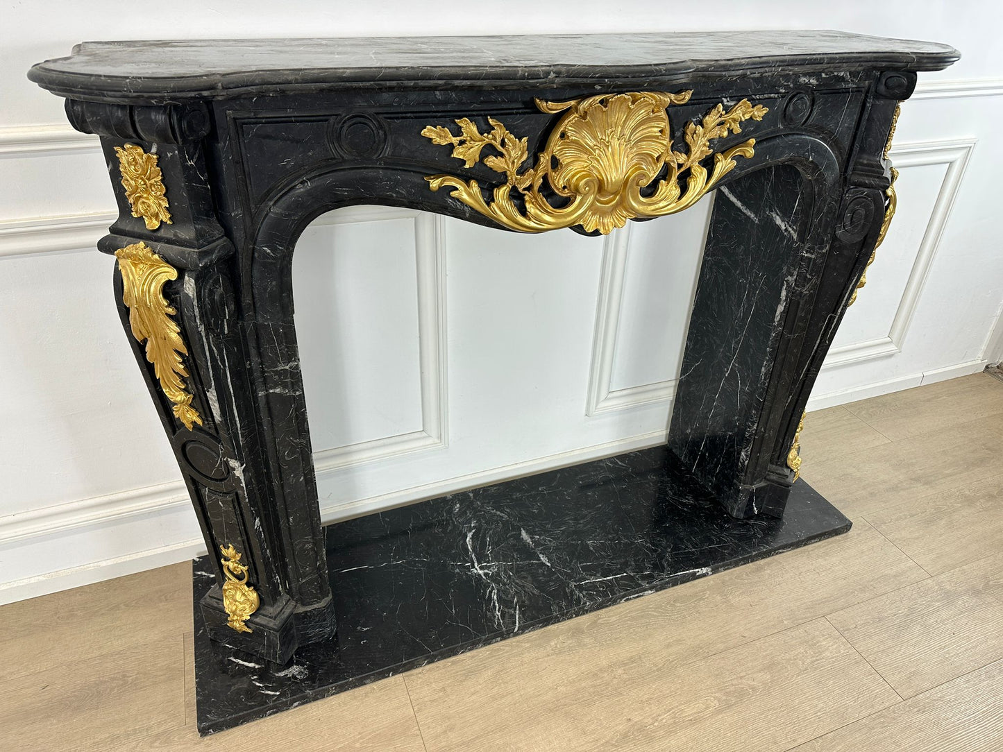 Beautiful rococo French marble fireplace (pair available)