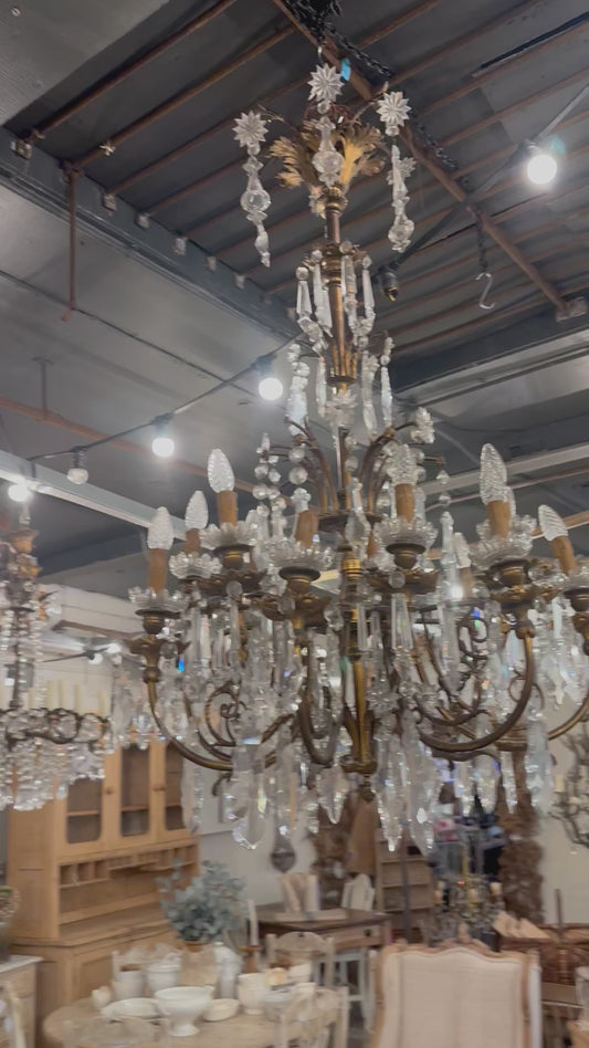 Rare, 19thC bronze and crystal, French chandelier